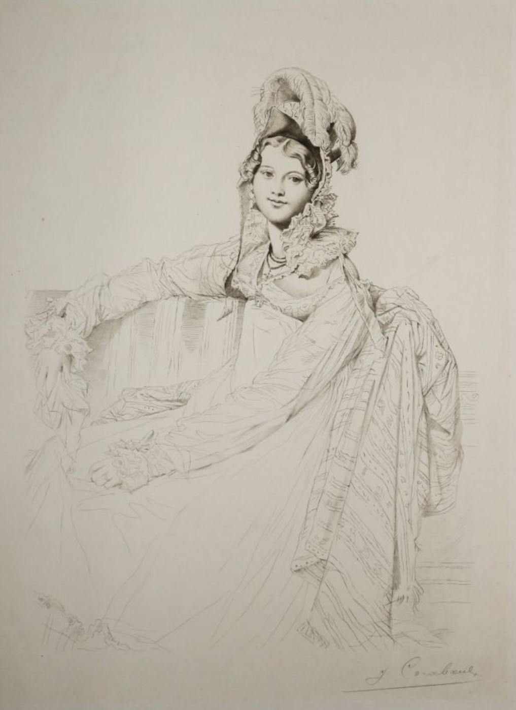 Jean-Auguste-Dominique Ingres: Portrait of Madam Louis-Nicholas-Marie Destouches (1816). Graphite on paper, 17” x 11 1/4”.