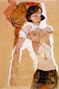Egon Schiele: Semi-Nude Girl, Reclining (1911).