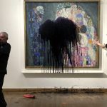 Gustav Klimt's Death and Life, immediately after it was vandalized by two halfwits.