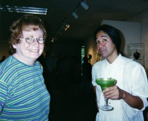 Jean Roach and Corey Okada at Dissolve/Reveal reception; Solomon Dubnick Gallery, Sacramento, CA (2002).