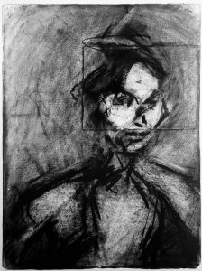 Frank Auerbach: Portrait of Sandra (1973-74). Charcoal and chalk on paper, 32" x 22".